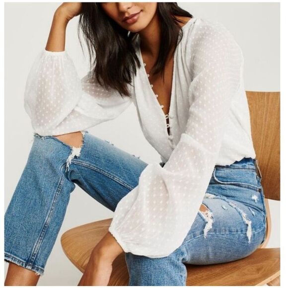 Abercrombie & Fitch Tops - Abercrombie & Fitch White Bodysuit
